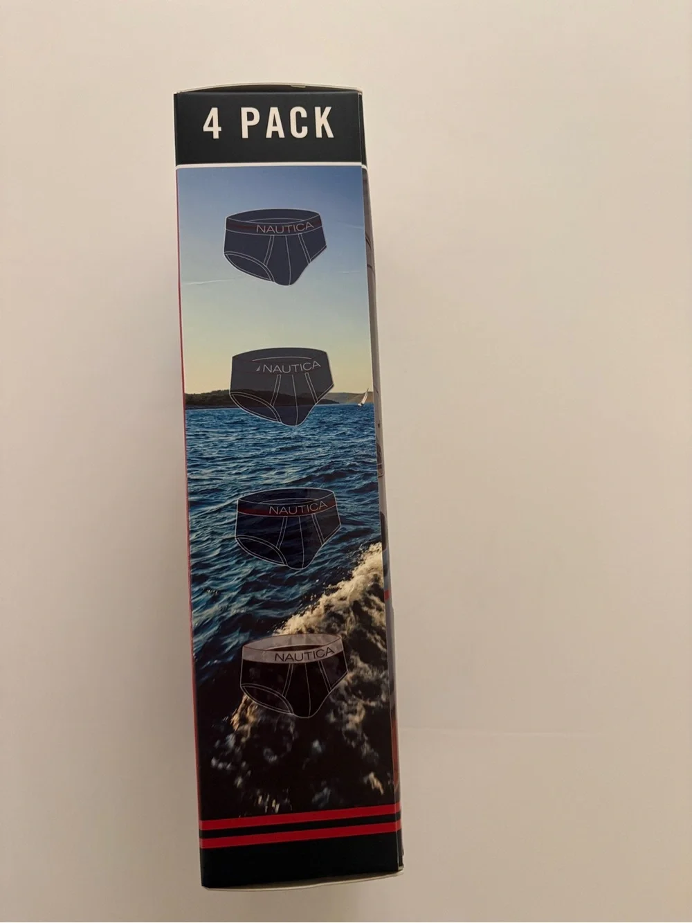 (New) Nautica 4-Pack Men’s Briefs in Red, Black, Blue, and White